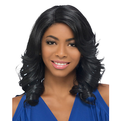 

Synthetic Wig Curly Asymmetrical Wig Long Natural Black Synthetic Hair 18 inch Women's Best Quality Black