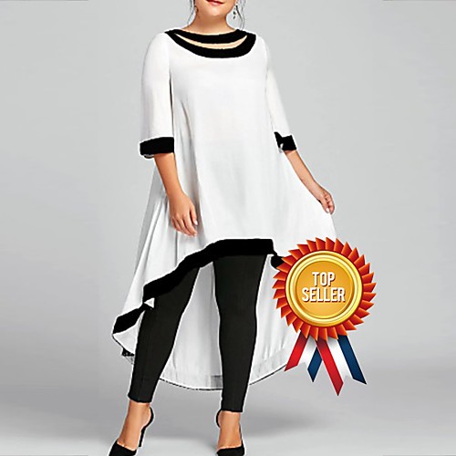 

Women's Plus Size Midi Dress - 3/4 Length Sleeve Backless Spring & Summer Sexy 2020 Wine White Black Blue Navy Blue S M L XL XXL XXXL XXXXL XXXXXL