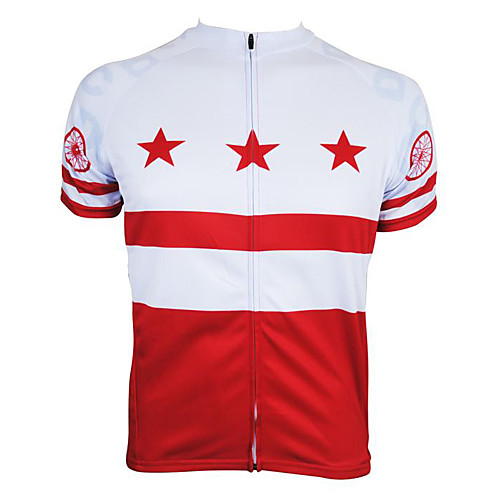 

21Grams Men's Short Sleeve Cycling Jersey Winter Red and White Stars Spain Bike Jersey Top Mountain Bike MTB Road Bike Cycling UV Resistant Breathable Quick Dry Sports Clothing Apparel / Stretchy