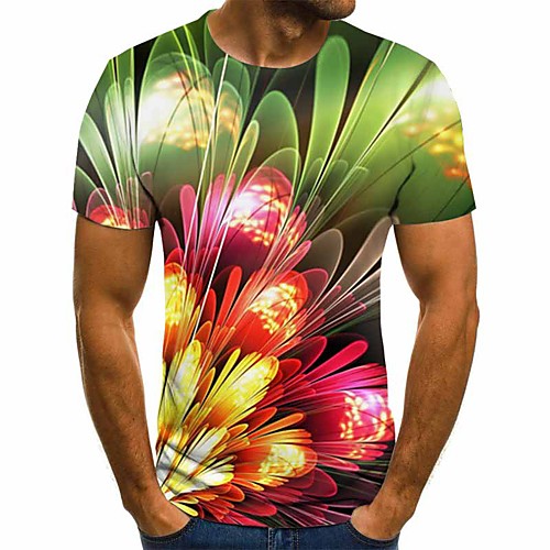 

Men's 3D Print T-shirt Daily Round Neck Rainbow / Short Sleeve