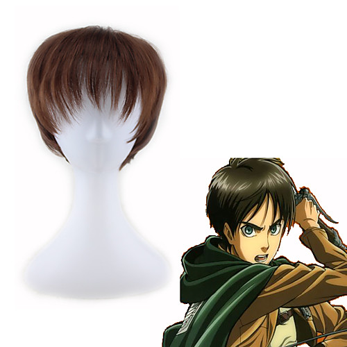 

Synthetic Wig kinky Straight Asymmetrical Wig Short Brown Synthetic Hair 4 inch Men's Best Quality Brown