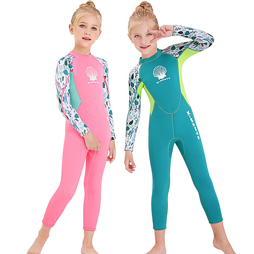 

Dive&Sail Girls' Full Wetsuit 2.5mm SCR Neoprene Diving Suit Thermal / Warm Anatomic Design High Elasticity Long Sleeve Back Zip - Diving Water Sports Patchwork Autumn / Fall Spring Winter / Kids