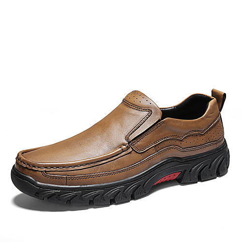 

Men's Comfort Shoes Cowhide Spring & Summer / Fall & Winter Business / Classic Loafers & Slip-Ons Non-slipping Black / Dark Brown / Khaki