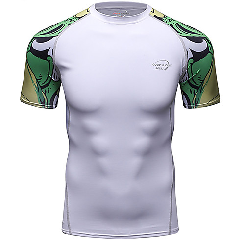 

CODYLUNDIN Men's Patchwork Running T-Shirt Compression Shirt Running Base Layer Round Neck Running Active Training Jogging Breathable Soft Sun Protection Sportswear Top Short Sleeve Activewear
