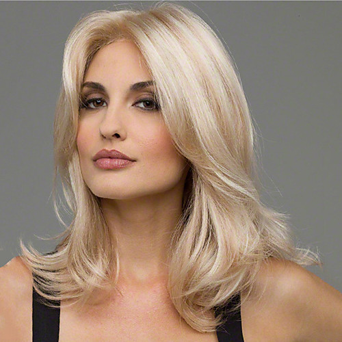 

Synthetic Wig Curly Asymmetrical Wig Blonde Medium Length Blonde Synthetic Hair 20 inch Women's Best Quality Blonde