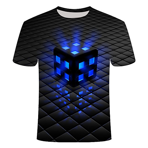 

Men's Plus Size Geometric Print T-shirt Basic Street chic Daily Going out Round Neck Black / Short Sleeve