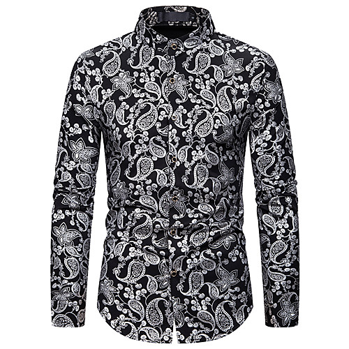 

Men's Shirt Geometric Long Sleeve Daily Tops White Gold Silver