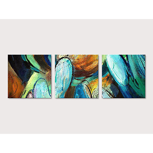 

Oil Painting Hand Painted Square Abstract Pop Art Modern Stretched Canvas / Three Panels