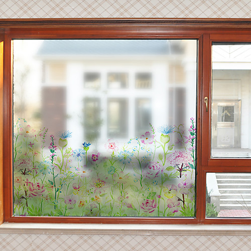 

Plants And Flowers Pattern Matte Window Film Cling Vinyl Thermal-Insulation Privacy Protection Home Decor For Window Cabinet Door Sticker / Window Sticker 6058cm