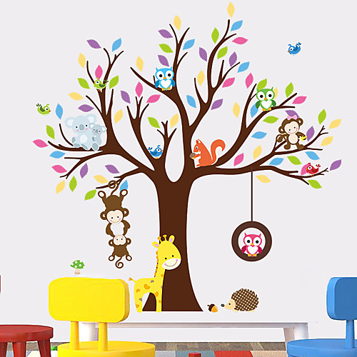 

Giraffe Owl Monkey Tree Forest Animals Wall Stickers For Kids Room Children Bedroom Wall Decals Nursery Decor Poster Mural 108109cm
