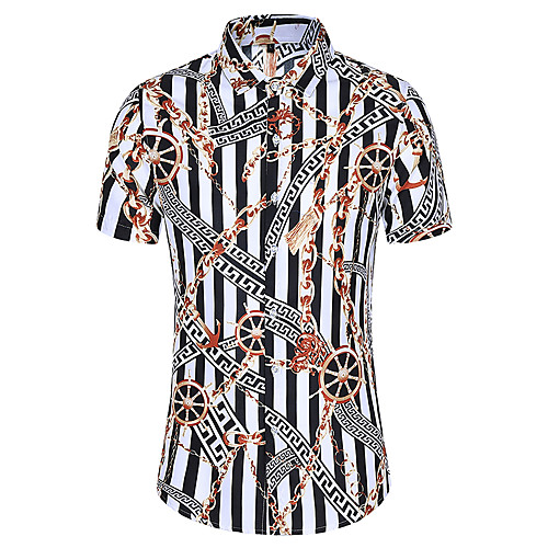 

Men's Plus Size Tribal Print Shirt Basic Daily Black / Short Sleeve