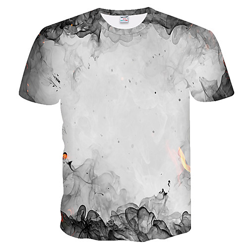 

Men's Plus Size Color Block 3D T-shirt Basic Daily Weekend Round Neck White / Short Sleeve