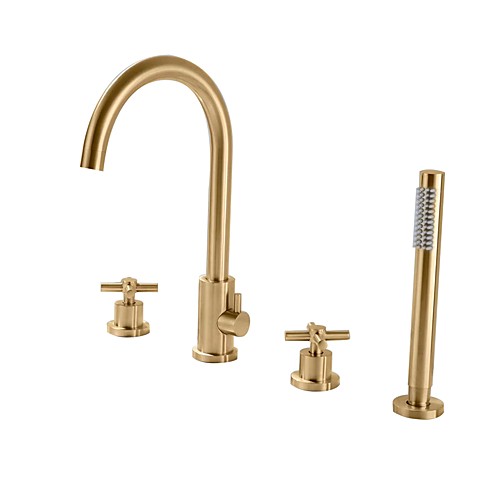 

Bathtub Faucet - Contemporary Nickel Brushed Roman Tub Brass Valve Bath Shower Mixer Taps