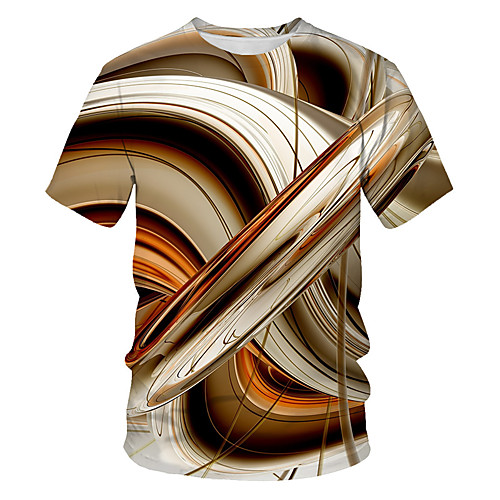 

Men's T shirt Galaxy Geometric Short Sleeve Holiday Tops Basic Rainbow
