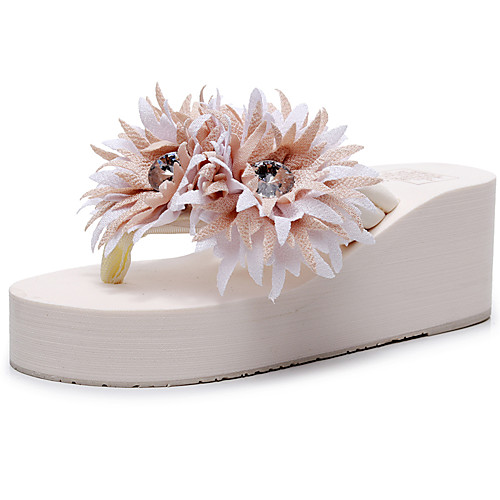 

Women's Slippers & Flip-Flops Boho / Beach Wedge Heel Open Toe Sparkling Glitter / Tassel Polyester Sweet / Minimalism Walking Shoes Summer Wine / Pink / Black