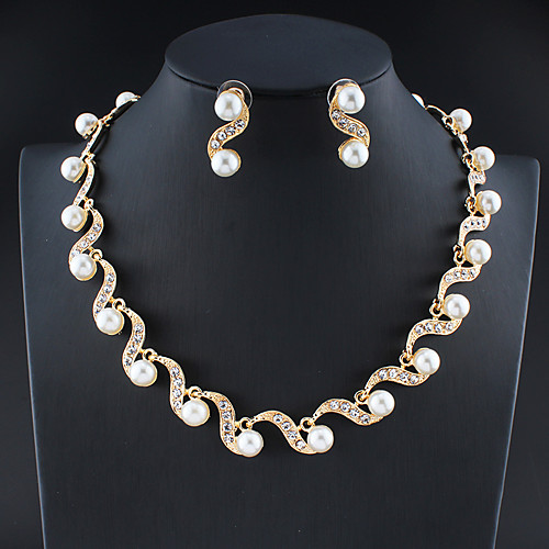 

Women's Gold Hoop Earrings Necklace Bridal Jewelry Sets Classic Stylish Basic Elegant Earrings Jewelry Gold For Wedding Party Engagement Two-piece Suit