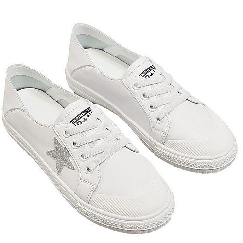 

Women's Sneakers Flat Heel Round Toe Canvas Spring & Summer White
