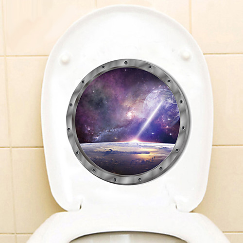 

Outer Planet Technological Wall Stickers Out Space Galaxy Planet Bedroom Art Vinyl 3D Toilet Stickers Decal Room Decor 2929cm
