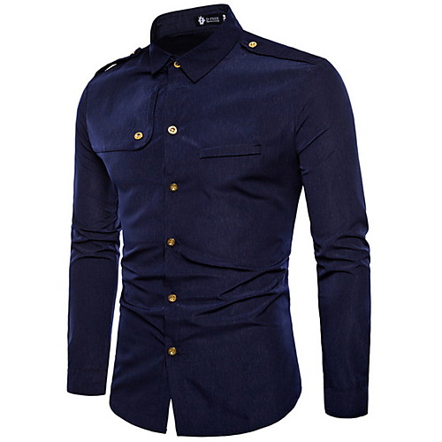 

Men's Solid Colored Shirt Daily White / Black / Red / Navy Blue / Long Sleeve