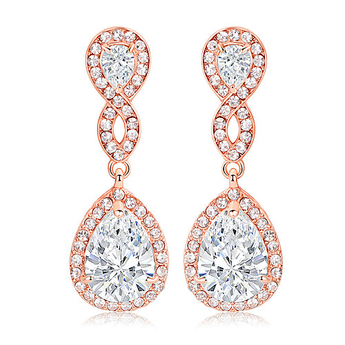 

Women's AAA Cubic Zirconia Hoop Earrings Classic Drop Love Classic Vintage Imitation Diamond Earrings Jewelry Rose Gold For Wedding Party 1 Pair