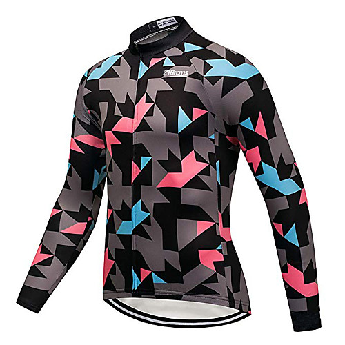 

21Grams Men's Long Sleeve Cycling Jersey Winter Spandex Polyester Black Geometic Bike Jersey Top Mountain Bike MTB Road Bike Cycling Thermal / Warm UV Resistant Breathable Sports Clothing Apparel