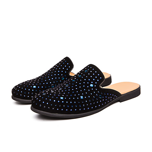 

Men's Summer Classic / Casual Daily Home Clogs & Mules PU Breathable Wear Proof Black / Blue / Rhinestone