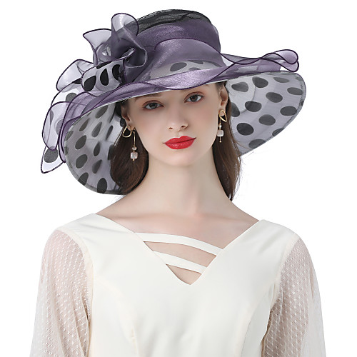 

Headwear Organza / Poly / Cotton Blend Hats with Floral / Pearls / Cascading Ruffles 1 Piece Wedding / Party / Evening Headpiece