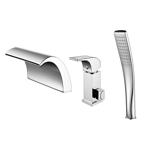 

Bathtub Faucet - Contemporary Chrome Roman Tub Ceramic Valve Bath Shower Mixer Taps