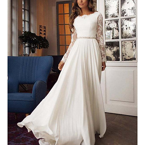 

Women's Maxi Swing Dress - Long Sleeve Solid Colored Slim White S M L XL