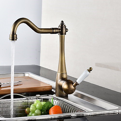

Kitchen faucet - Single Handle One Hole Antique Copper Tall / ­High Arc Centerset Contemporary / Antique Kitchen Taps