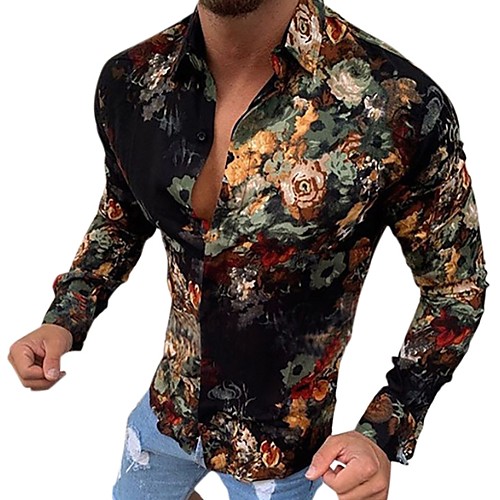 

Men's Floral Shirt Daily Black / Long Sleeve