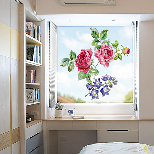 

Window Film Flowers Frosted Opaque Privacy Stained Glass Sticker for Home Decor Window Stickers Chinese Rose 5860cm
