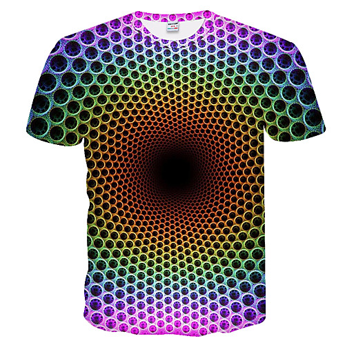 

Men's T shirt Color Block 3D Plus Size Short Sleeve Daily Tops Basic Purple