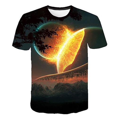 

Men's T shirt Geometric Plus Size Print Short Sleeve Daily Tops Basic Streetwear Blue