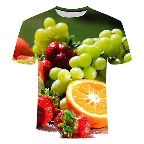 

Men's Plus Size Geometric Print T-shirt Basic Street chic Daily Going out Round Neck Green / Short Sleeve