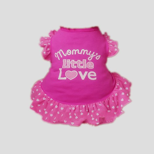 

Dog Dress Dog Clothes Rose Pink Costume Cotton Geometic Letter & Number XS S