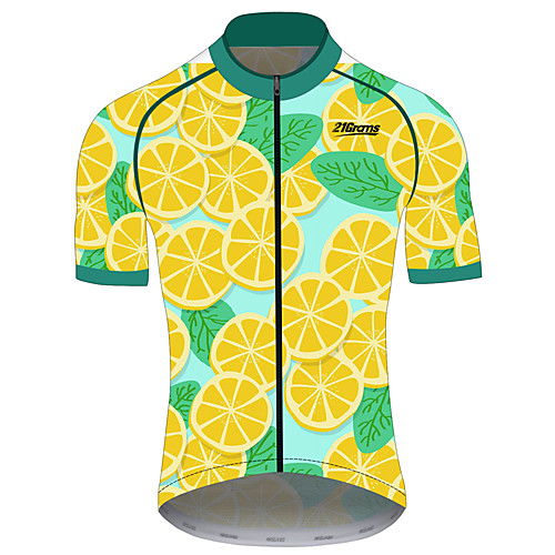 

21Grams Women's Short Sleeve Cycling Jersey Spandex Green / Yellow Lemon Fruit Bike Jersey Top Mountain Bike MTB Road Bike Cycling UV Resistant Quick Dry Breathable Sports Clothing Apparel / Stretchy