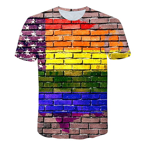 

Men's T shirt Geometric Plus Size Print Short Sleeve Daily Tops Basic Streetwear Yellow