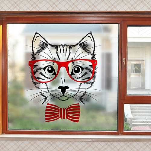 

Cute Kitty Pattern Matte Window Film Cling Vinyl Thermal-Insulation Privacy Protection Home Decor For Window Cabinet Door Sticker / Window Sticker 6058cm