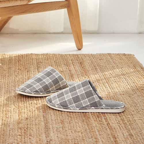 

Women's Slippers / Men's Slippers Guest Slippers / House Slippers Stripes / Ripples Polyester Deep Gray Grid Shoes