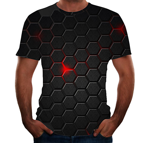 

Men's Plus Size 3D Graphic T-shirt Basic Daily Weekend Round Neck Black / Short Sleeve