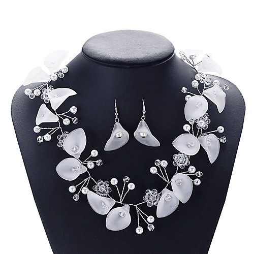

Women's Crystal Bridal Jewelry Sets Transparent Flower Elegant Vintage Earrings Jewelry White For Party Wedding 1 set