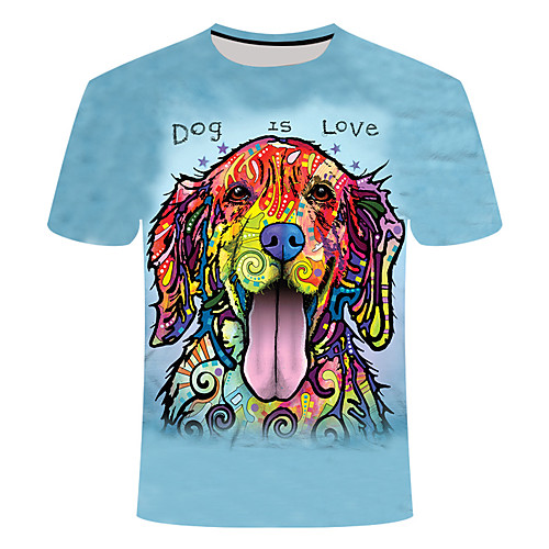 

Men's T shirt Geometric Plus Size Print Short Sleeve Daily Tops Basic Streetwear Blue