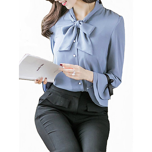 

Women's Plus Size Solid Colored Blouse Holiday Going out Choker Blue