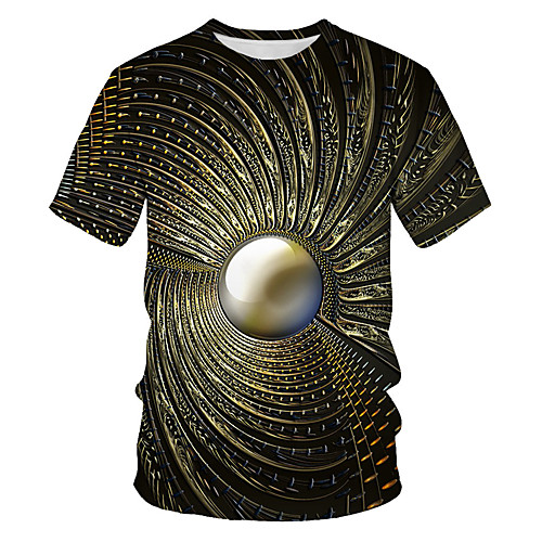 

Men's Geometric Galaxy Slim T-shirt Basic Holiday Round Neck Rainbow / Short Sleeve