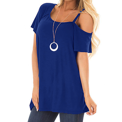 

Women's Solid Colored T-shirt Daily Wine / Black / Blue / Red / Green