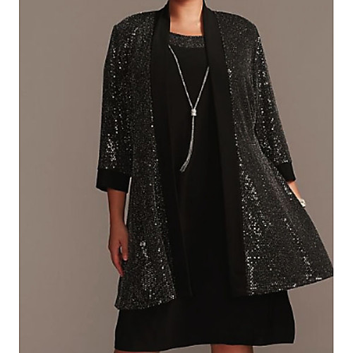 

3/4 Length Sleeve Coats / Jackets Sequined Wedding Women's Wrap With Paillette