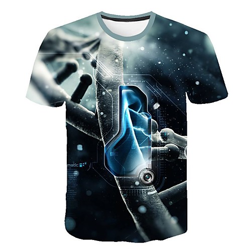 

Men's 3D Print T-shirt Daily Round Neck Navy Blue / Short Sleeve