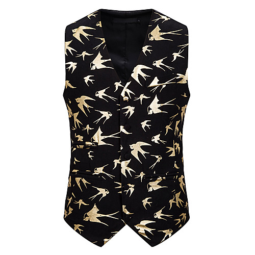 

Men's / Women's Vest, Geometric V Neck Polyester Gold / Silver