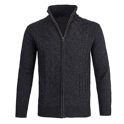 

Men's Solid Colored Cardigan Long Sleeve Sweater Cardigans Stand Collar Black Blue Army Green